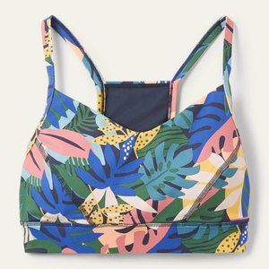 Boden Jessica Active Bra in Navy Leafy Tropics print NWT